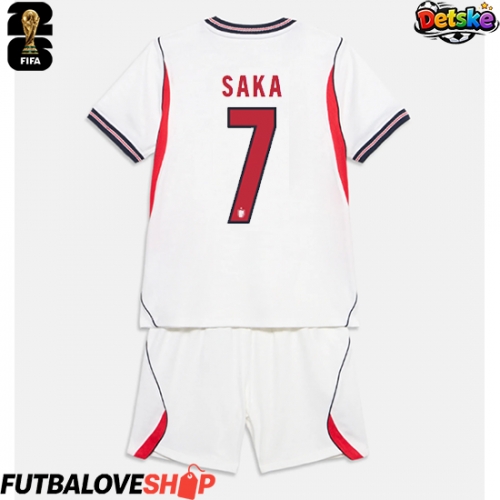 Dres Anglicko Bukayo Saka #7 Domáci pre deti MS 2026 Krátky Rukáv (+ trenírky)